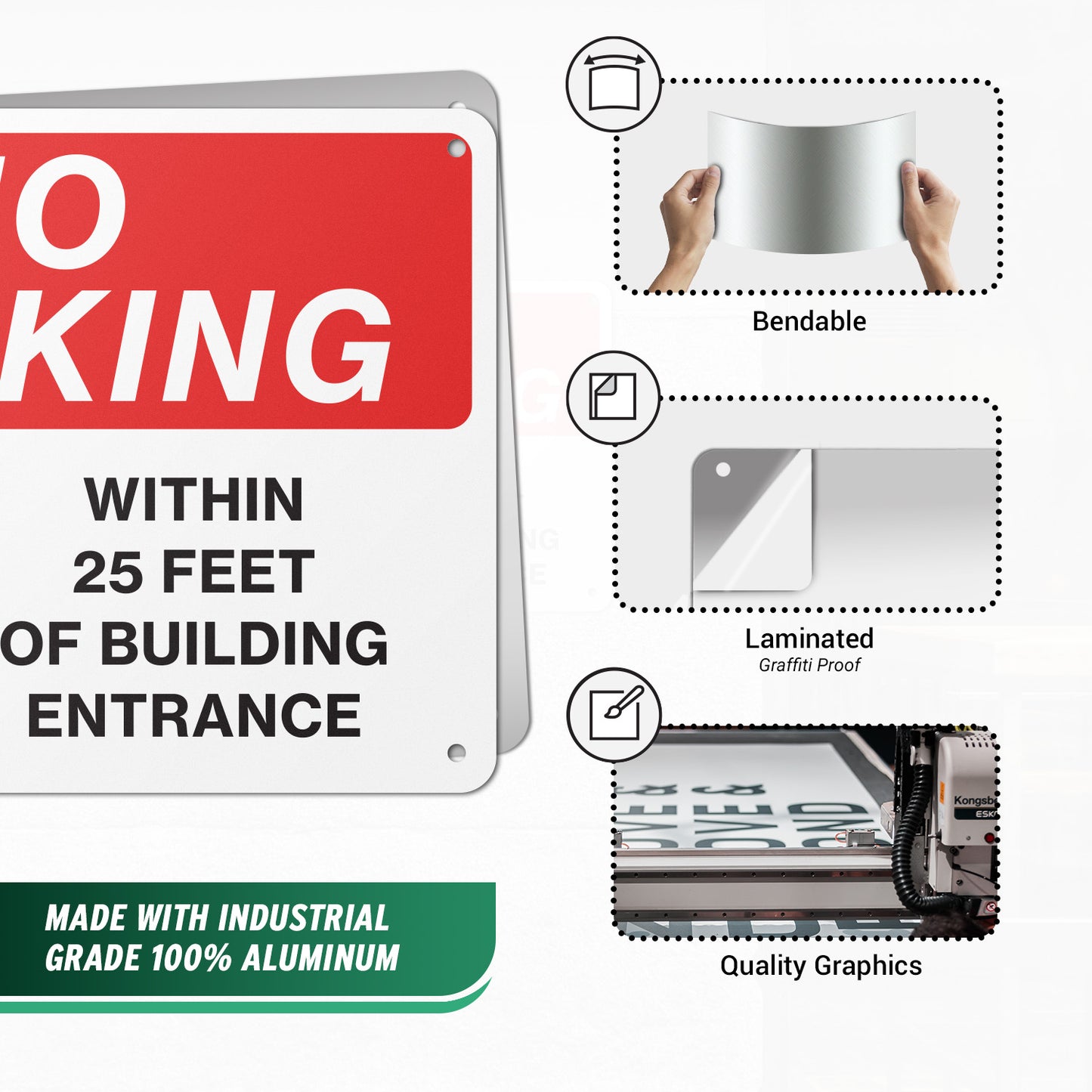 10 x 7in Aluminum Sign: No Smoking Within 25 Feet Notice