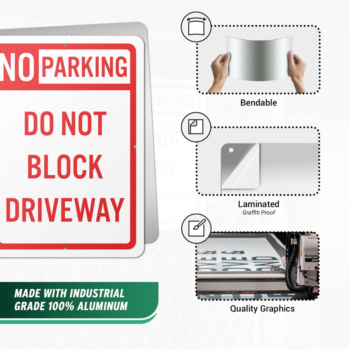 10 x 14in Aluminum Sign: No Parking Do Not Block Driveway