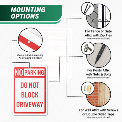10 x 14in Aluminum Sign: No Parking Do Not Block Driveway