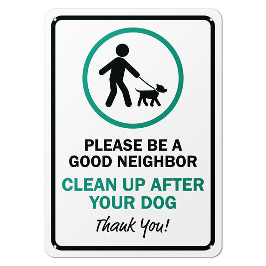 10 x 14in Aluminum Sign: Clean Up After Your Dog Reminder