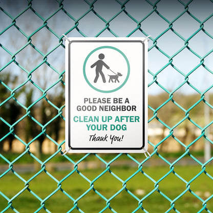 10 x 14in Aluminum Sign: Clean Up After Your Dog Reminder