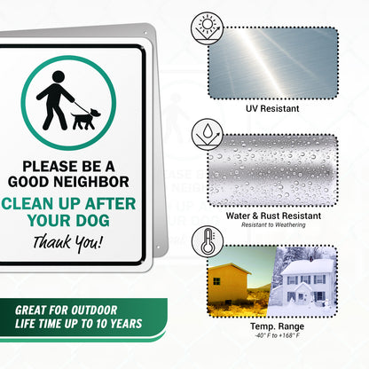 10 x 14in Aluminum Sign: Clean Up After Your Dog Reminder