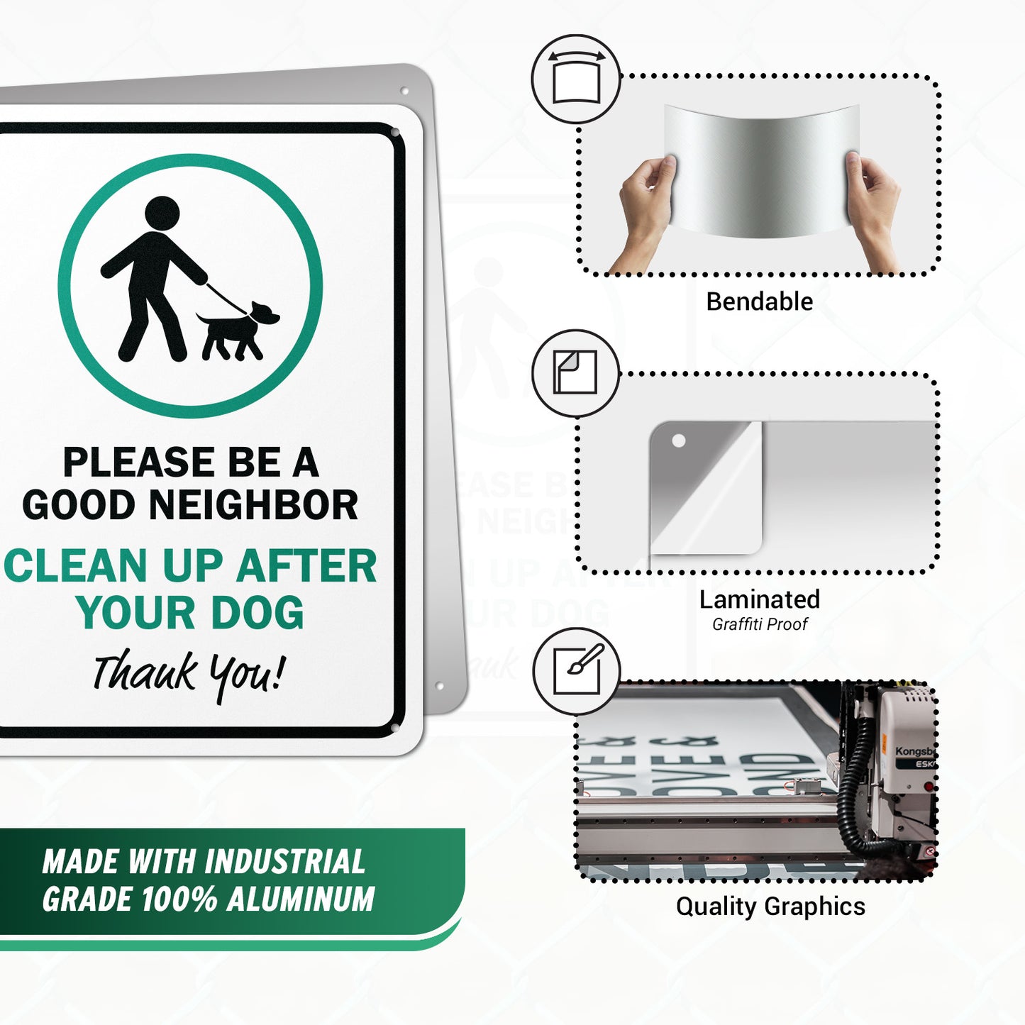 10 x 14in Aluminum Sign: Clean Up After Your Dog Reminder