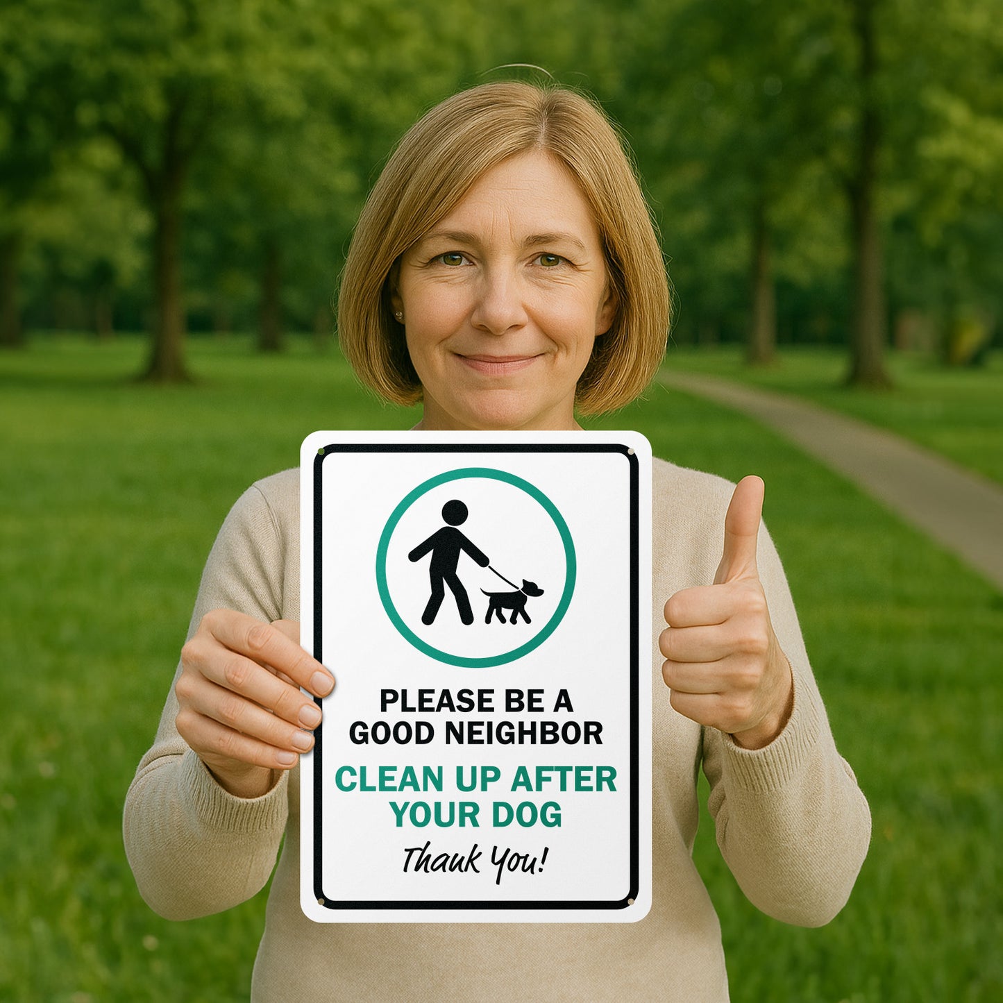 10 x 14in Aluminum Sign: Clean Up After Your Dog Reminder