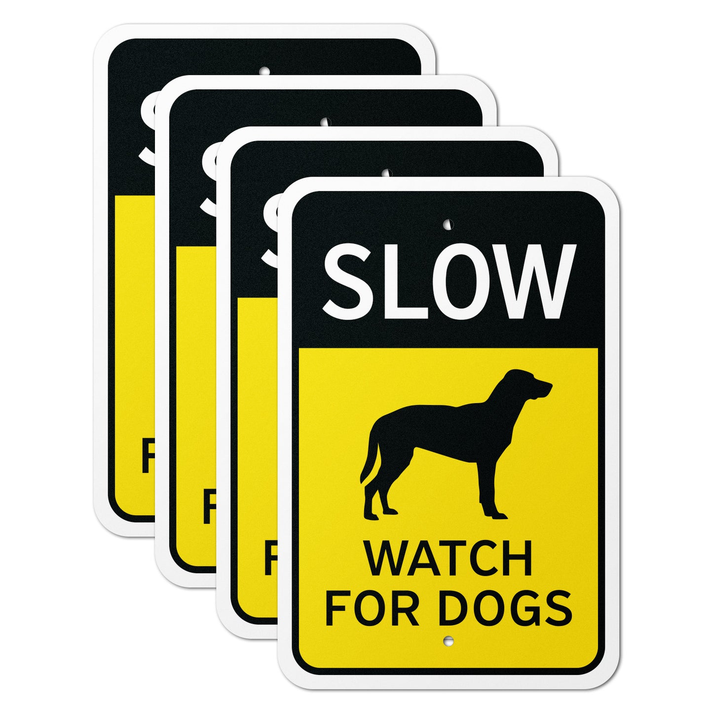 12 x 18in Traffic Warning Sign: Slow Watch For Dogs