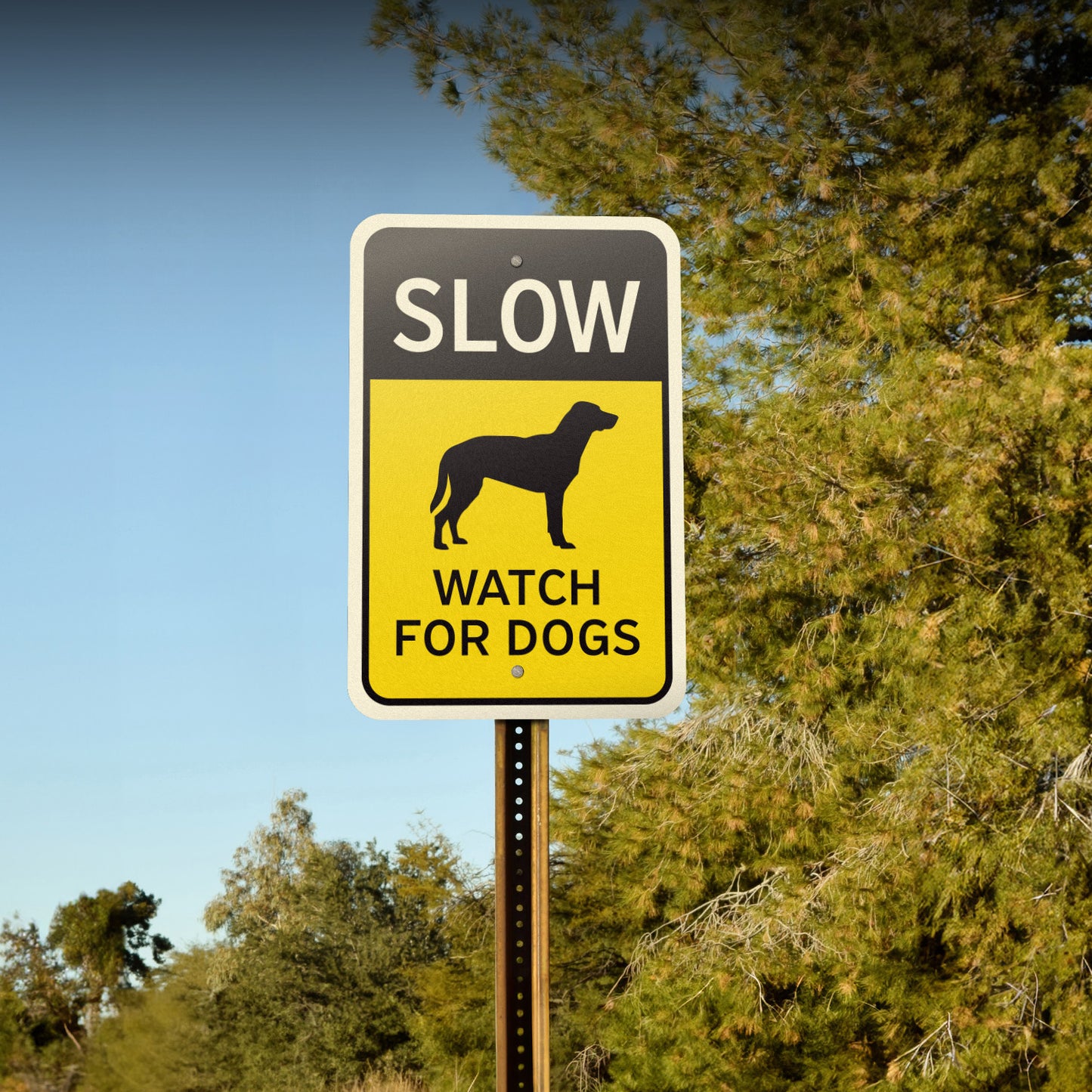 12 x 18in Traffic Warning Sign: Slow Watch For Dogs