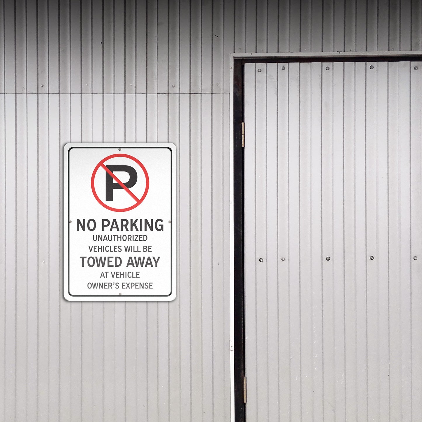 10 x 14in Aluminum Sign: No Parking Unauthorized Vehicles Towed (Center Mount)