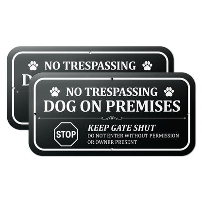12 x 6in Yard Sign: No Trespassing Dog on Premises
