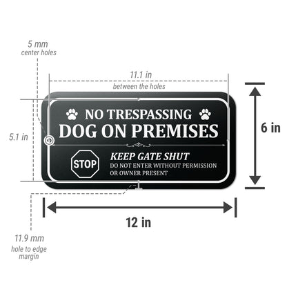 12 x 6in Yard Sign: No Trespassing Dog on Premises