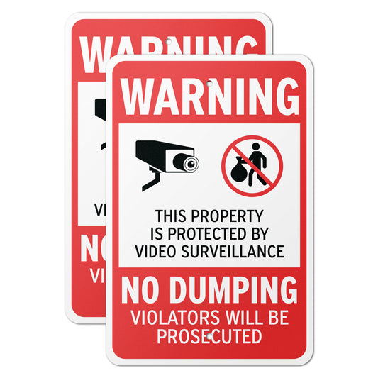 12 x 18in Security Sign: Video Surveillance, No Dumping Warning