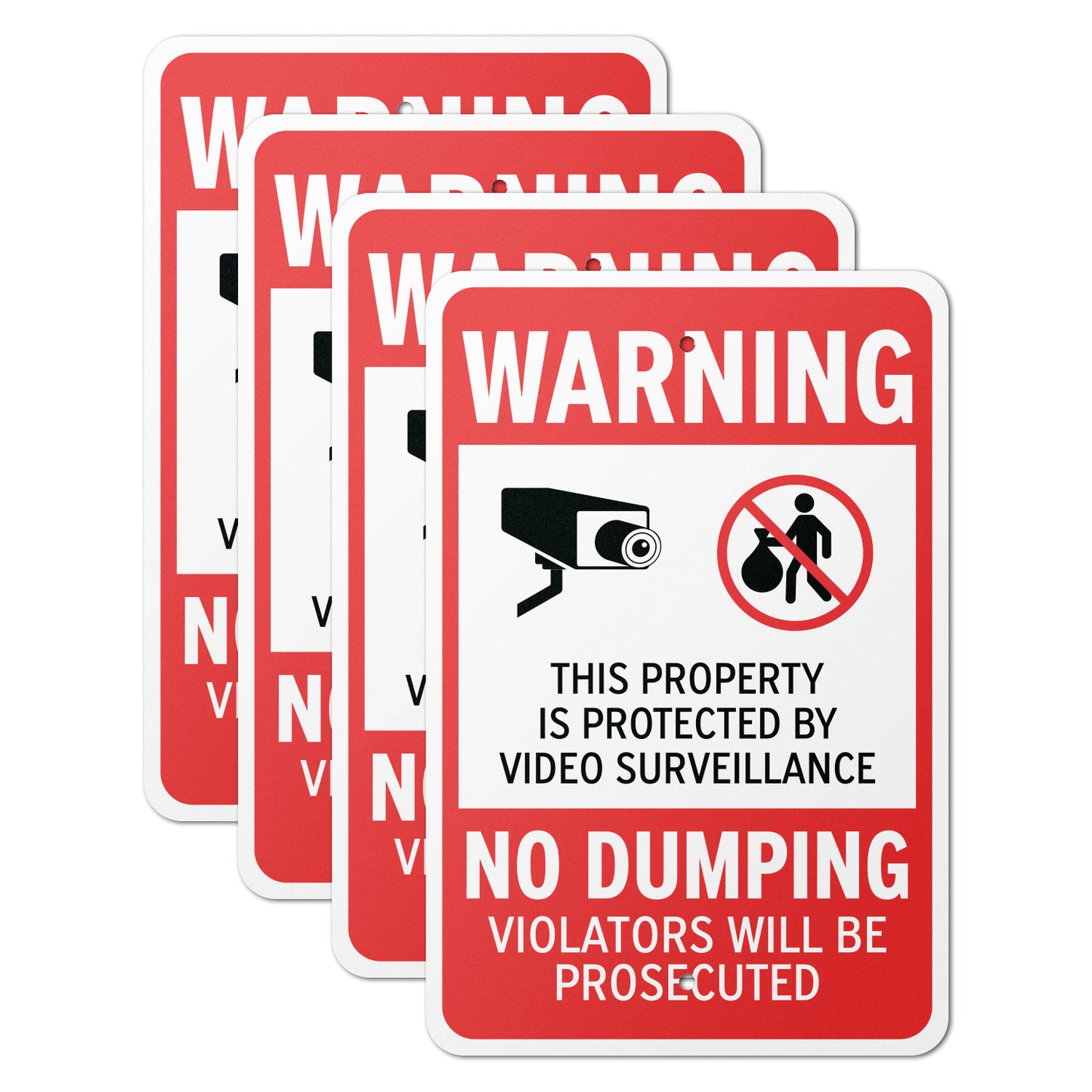 12 x 18in Security Sign: Video Surveillance, No Dumping Warning