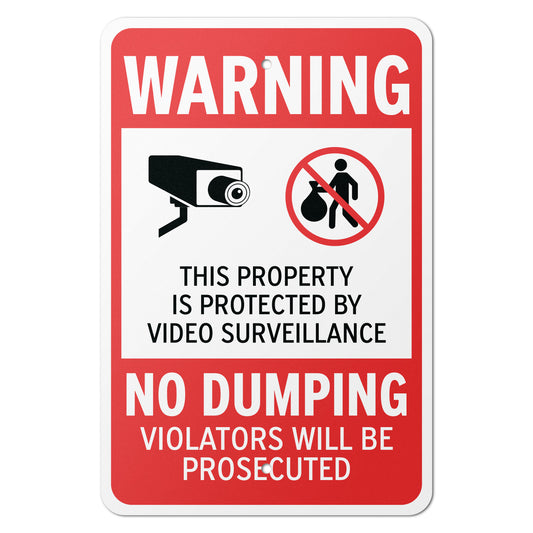 12 x 18in Security Sign: Video Surveillance, No Dumping Warning