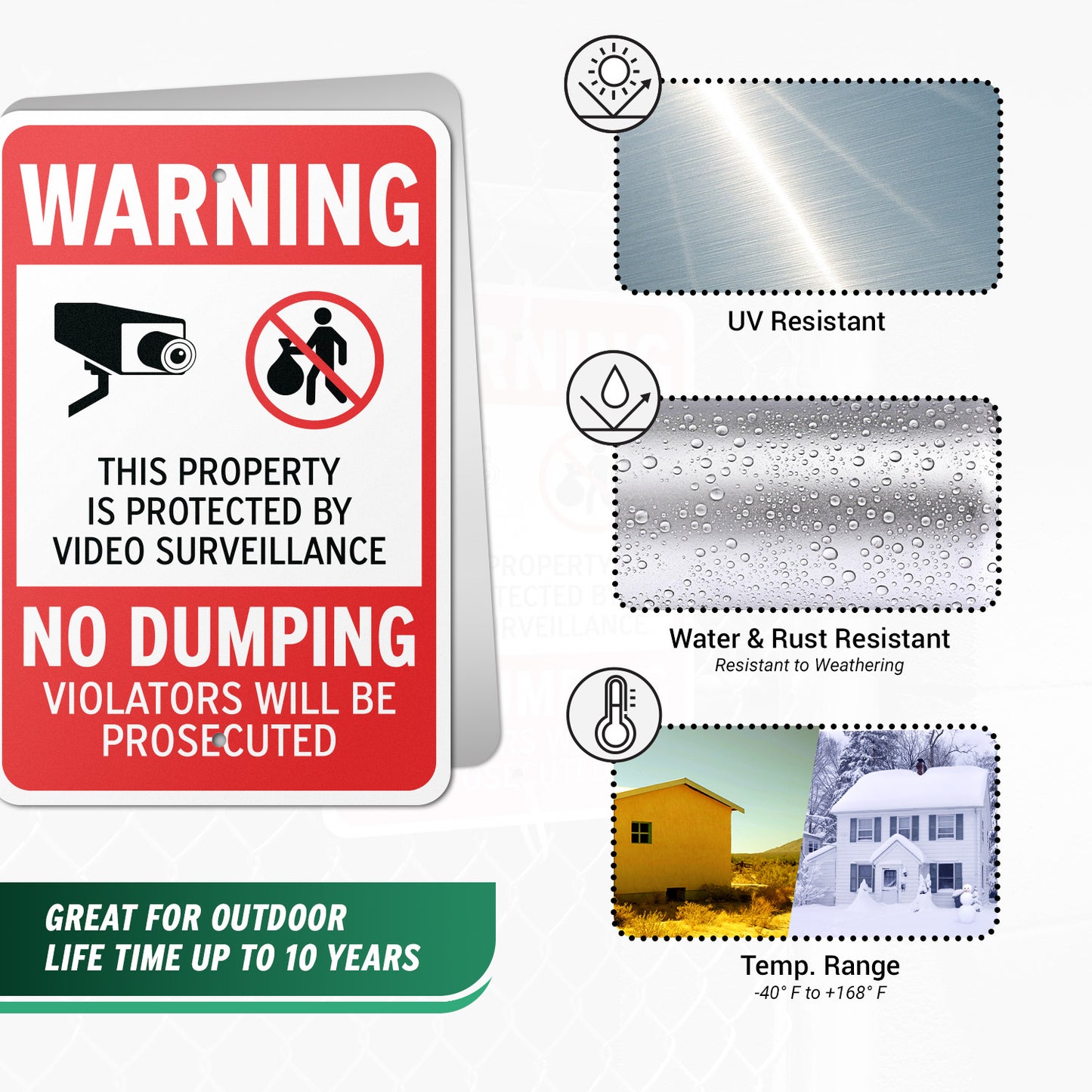 12 x 18in Security Sign: Video Surveillance, No Dumping Warning