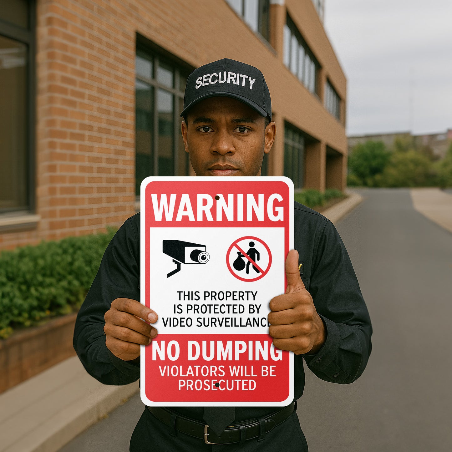 12 x 18in Security Sign: Video Surveillance, No Dumping Warning