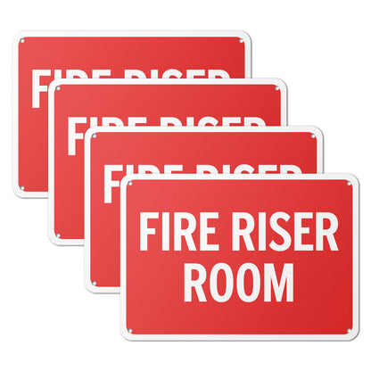 10 x 7in Aluminum Sign: Fire Riser Room Safety Warning (Bold Letters)