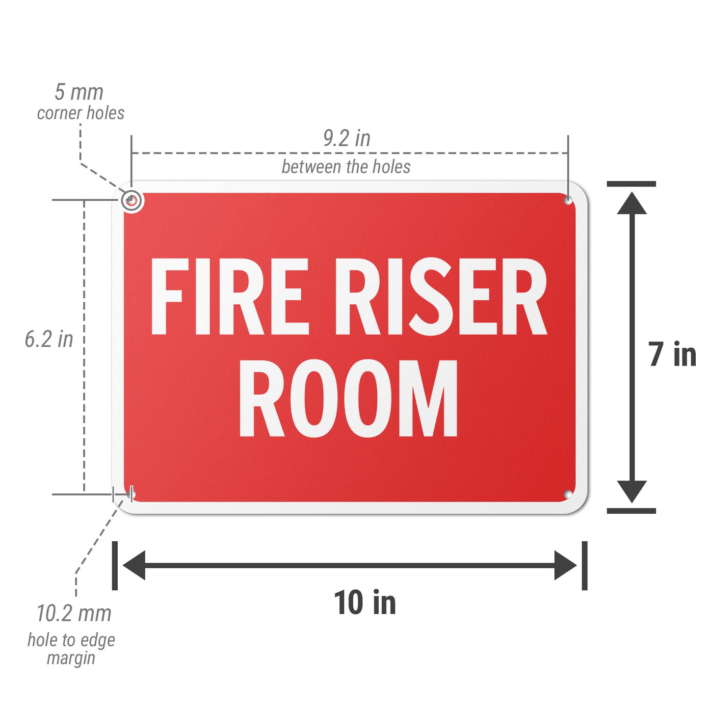 10 x 7in Aluminum Sign: Fire Riser Room Safety Warning (Bold Letters)
