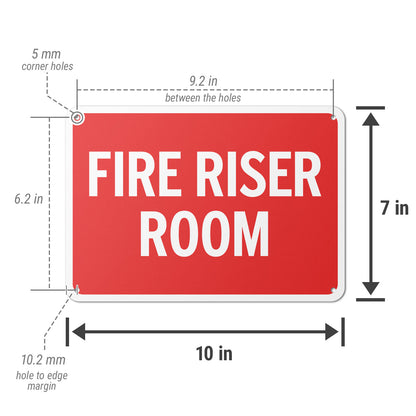 10 x 7in Aluminum Sign: Fire Riser Room Safety Warning (Bold Letters)