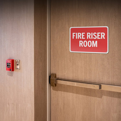 10 x 7in Aluminum Sign: Fire Riser Room Safety Warning (Bold Letters)