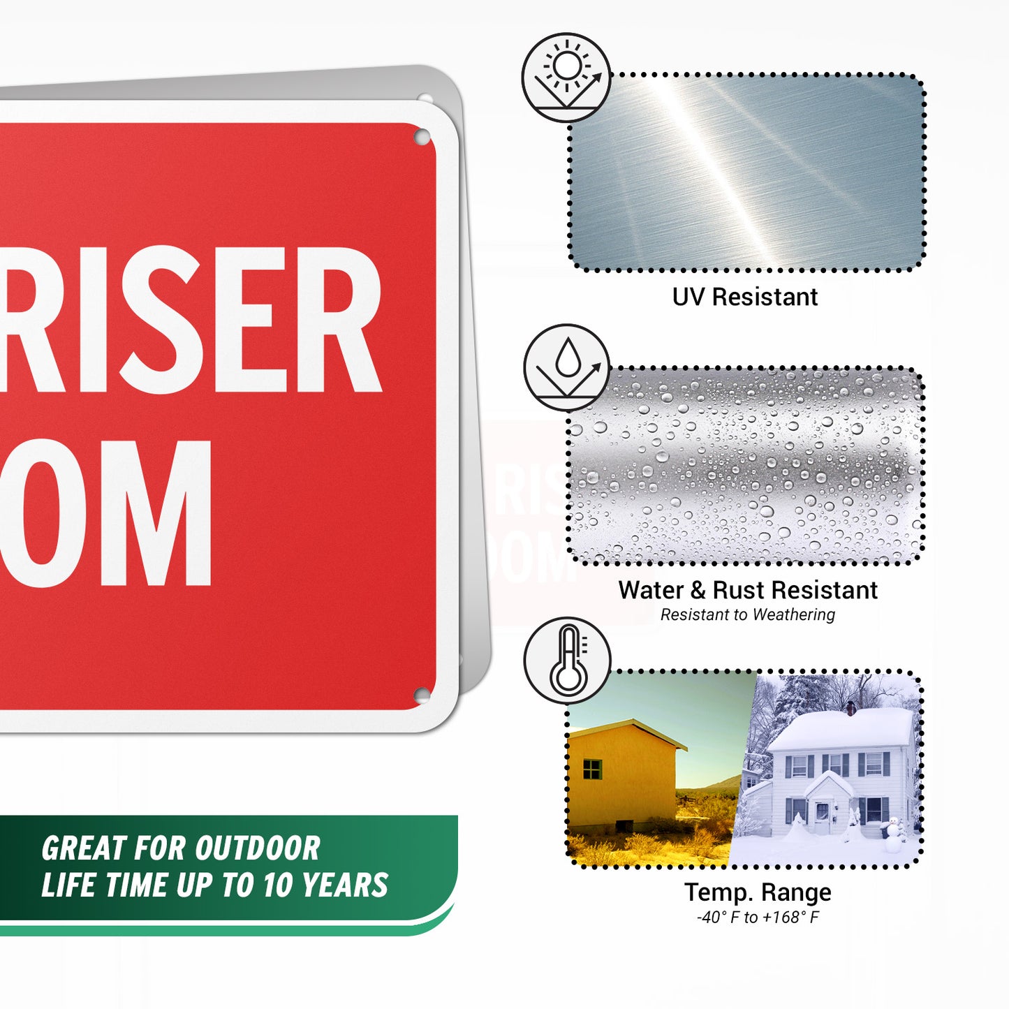 10 x 7in Aluminum Sign: Fire Riser Room Safety Warning (Bold Letters)