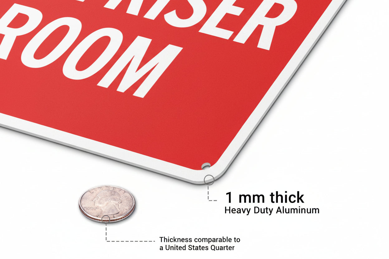 10 x 7in Aluminum Sign: Fire Riser Room Safety Warning (Bold Letters)