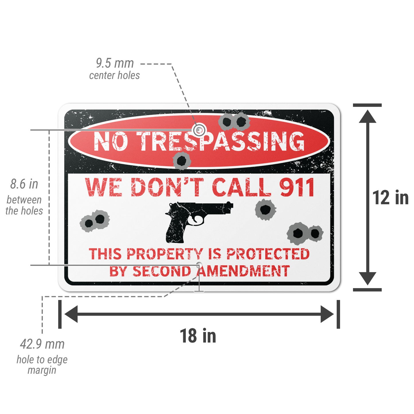 18 x 12in Yard Sign: Second Amendment Protection (No Tresspassing)