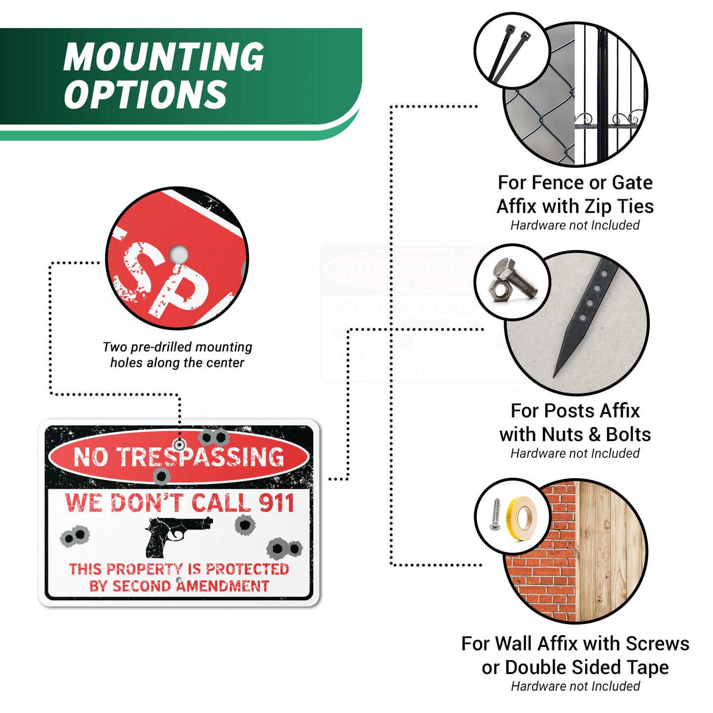 18 x 12in Yard Sign: Second Amendment Protection (No Tresspassing)