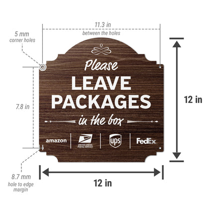 12 x 12in Yard Sign: Please Leave Packages In The Box (Delivery Guidance)
