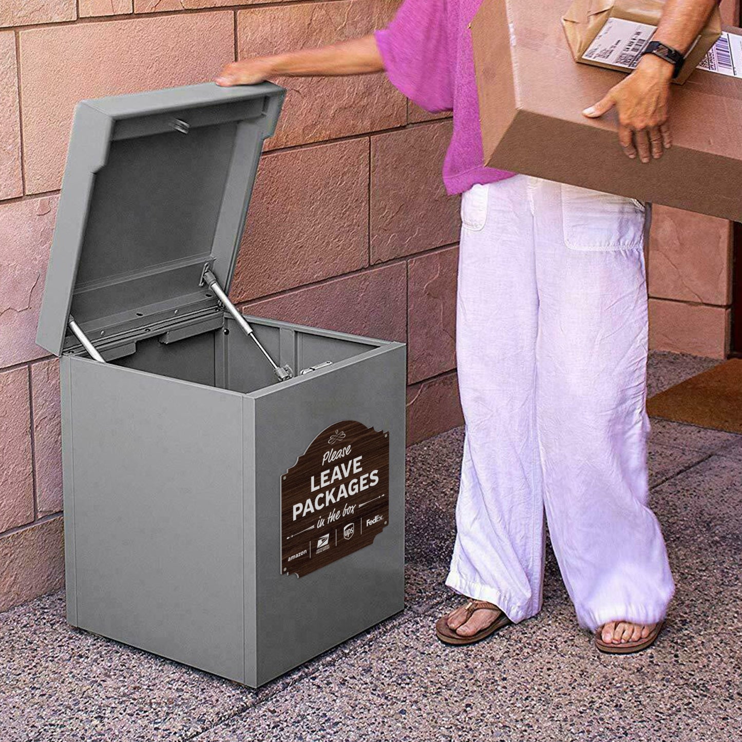 12 x 12in Yard Sign: Please Leave Packages In The Box (Delivery Guidance)