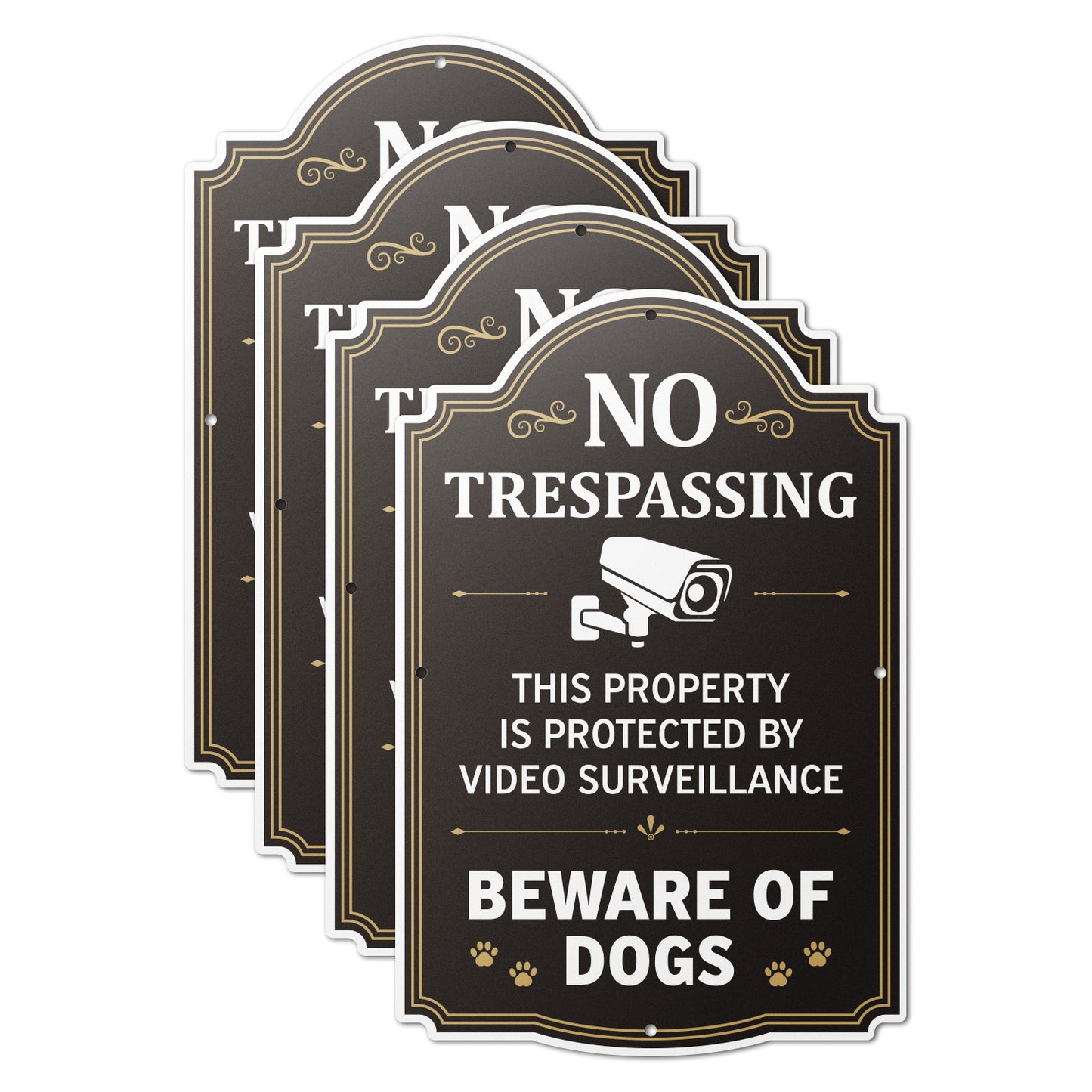 8 x 12in Warning Sign: No Trespassing Beware of Dogs