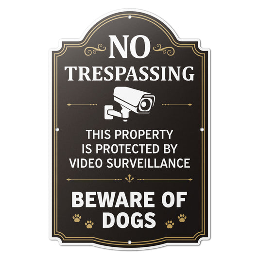 8 x 12in Warning Sign: No Trespassing Beware of Dogs