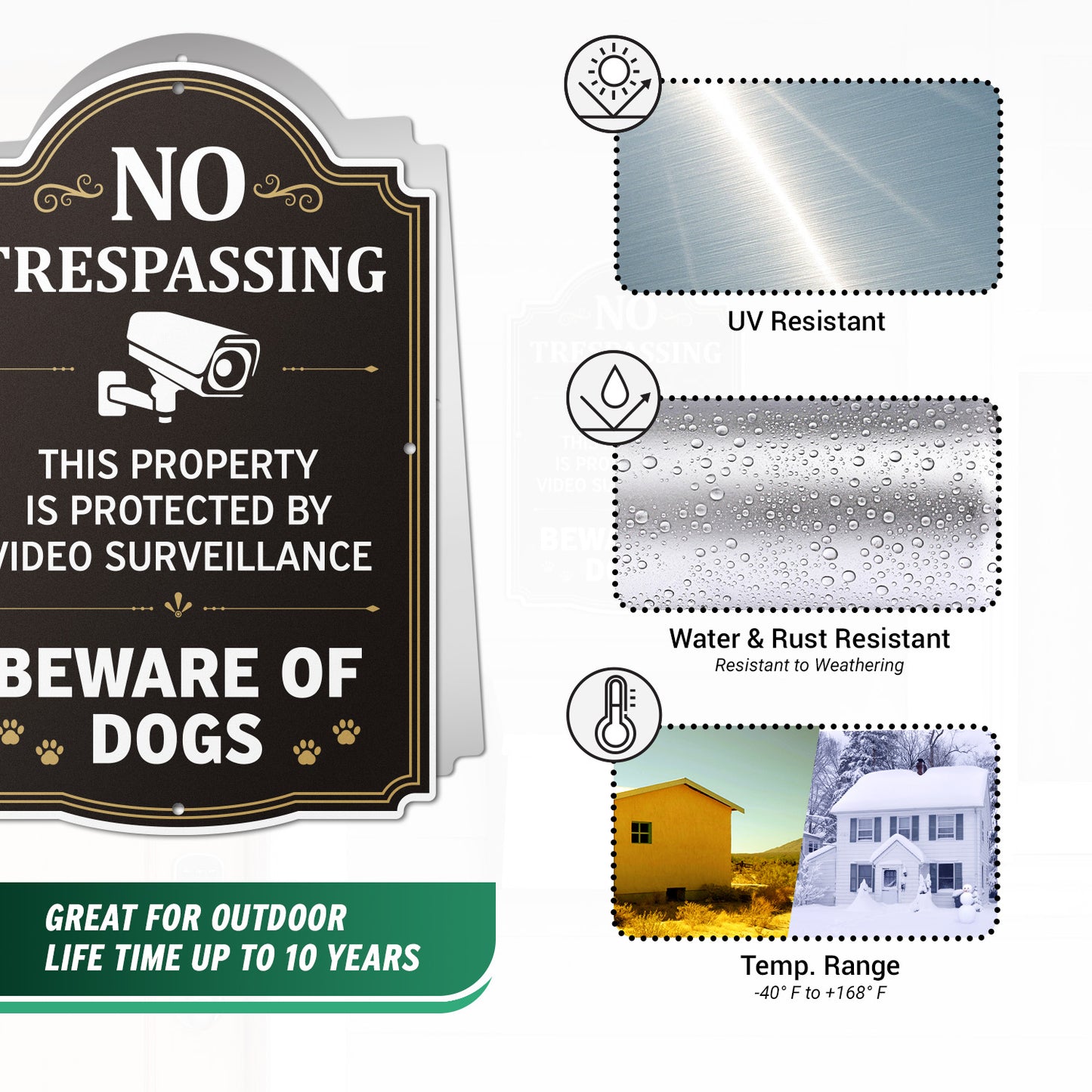 8 x 12in Warning Sign: No Trespassing Beware of Dogs