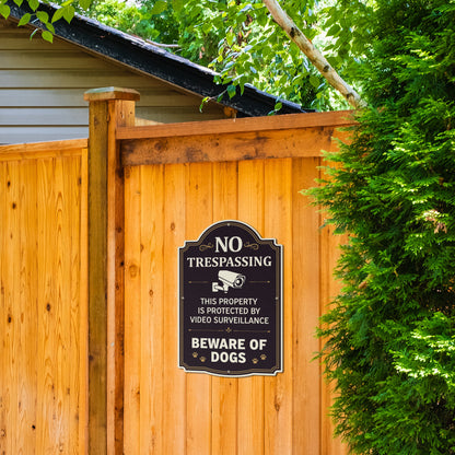 8 x 12in Warning Sign: No Trespassing Beware of Dogs