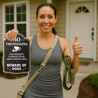8 x 12in Warning Sign: No Trespassing Beware of Dogs