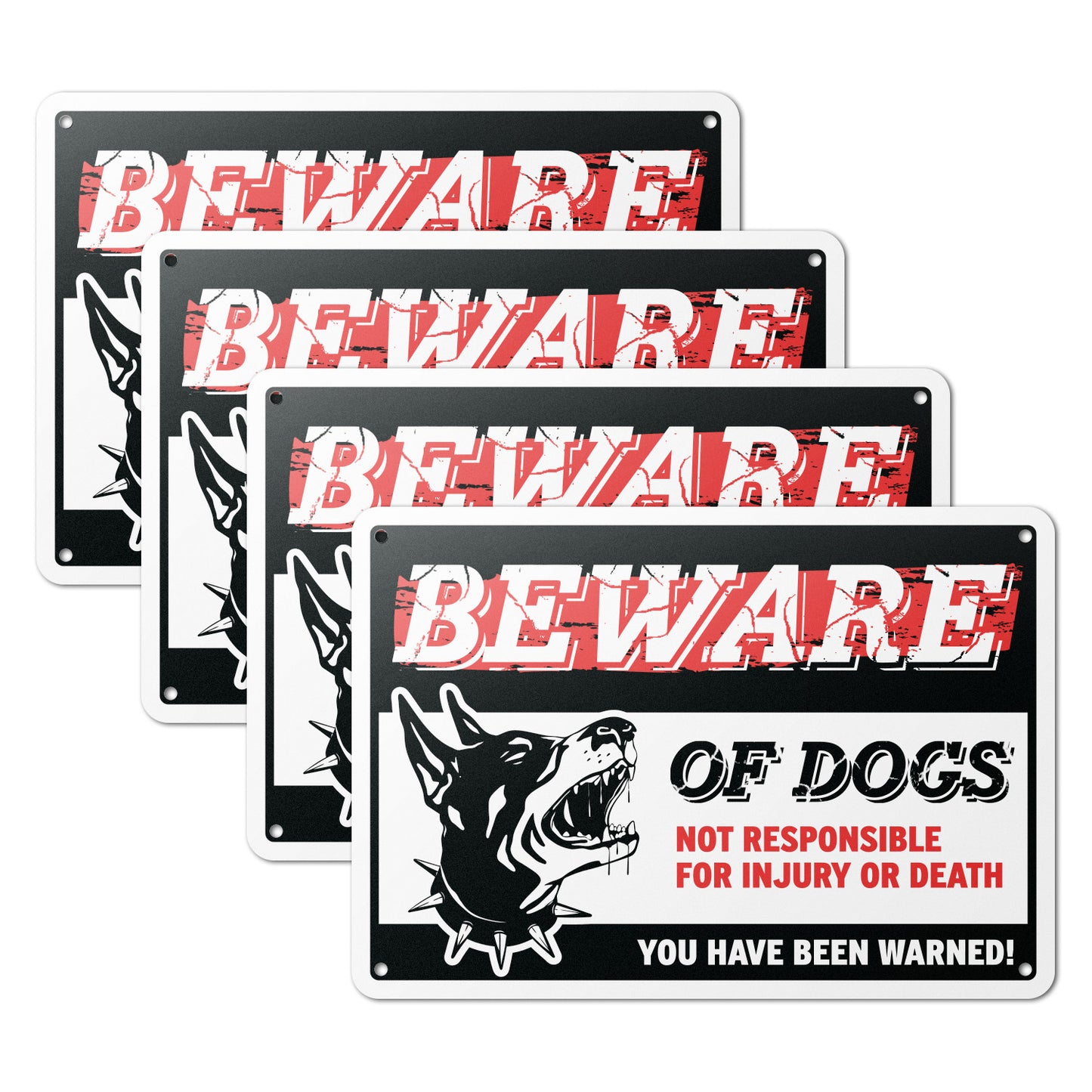 10 x 7in Caution Sign: Beware of Dogs, Not Responsible for Injury or Death