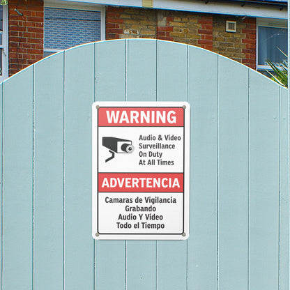 7 x 10in Warning Sign: Audio & Video Surveillance Advertencia (Bilingual)