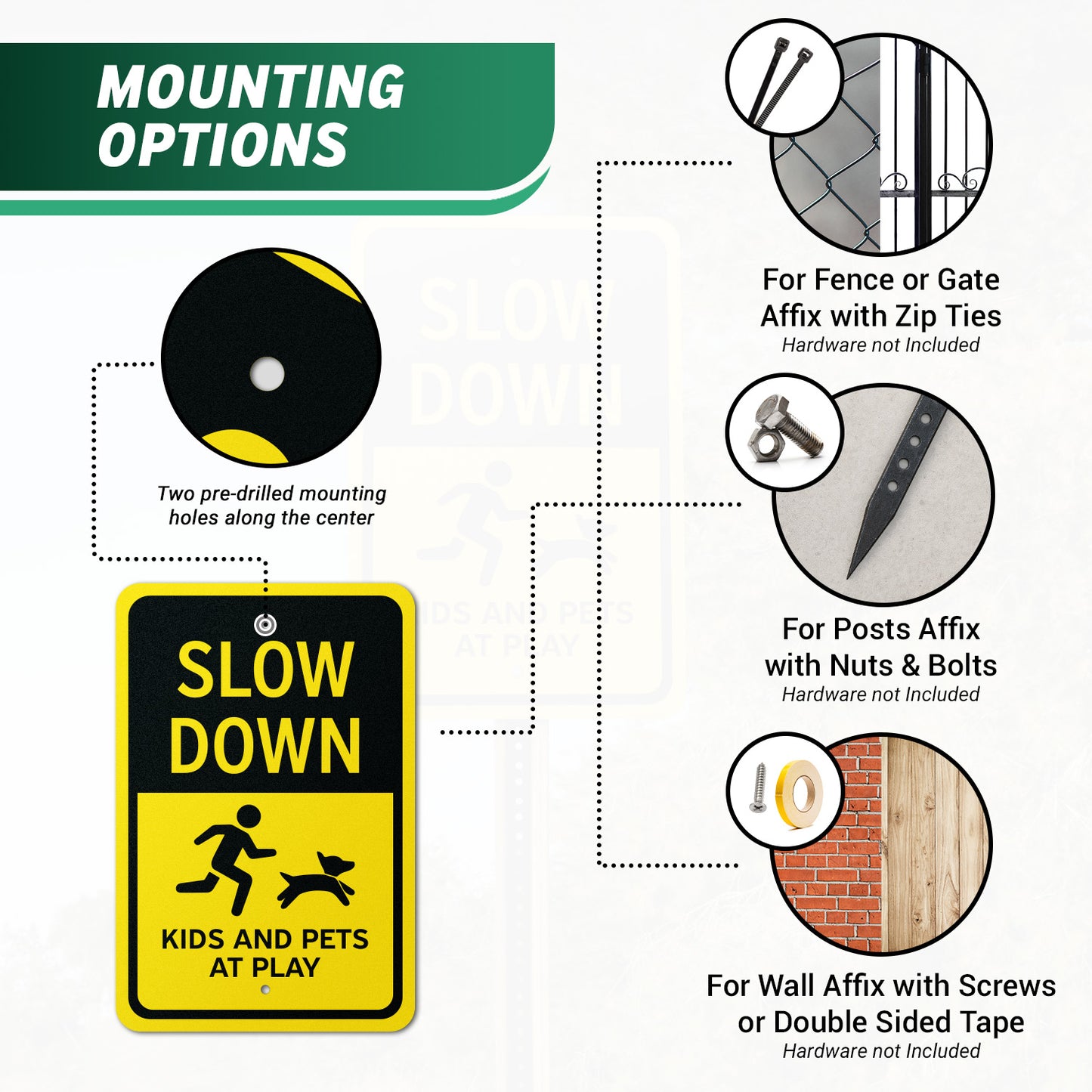 12 x 18in Caution Sign: Slow Down Kids And Pets At Play Warning