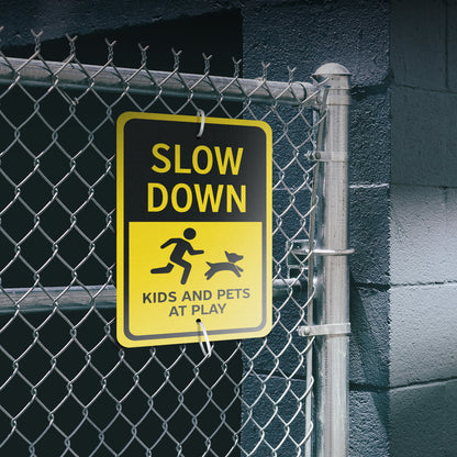 12 x 18in Caution Sign: Slow Down Kids And Pets At Play Warning