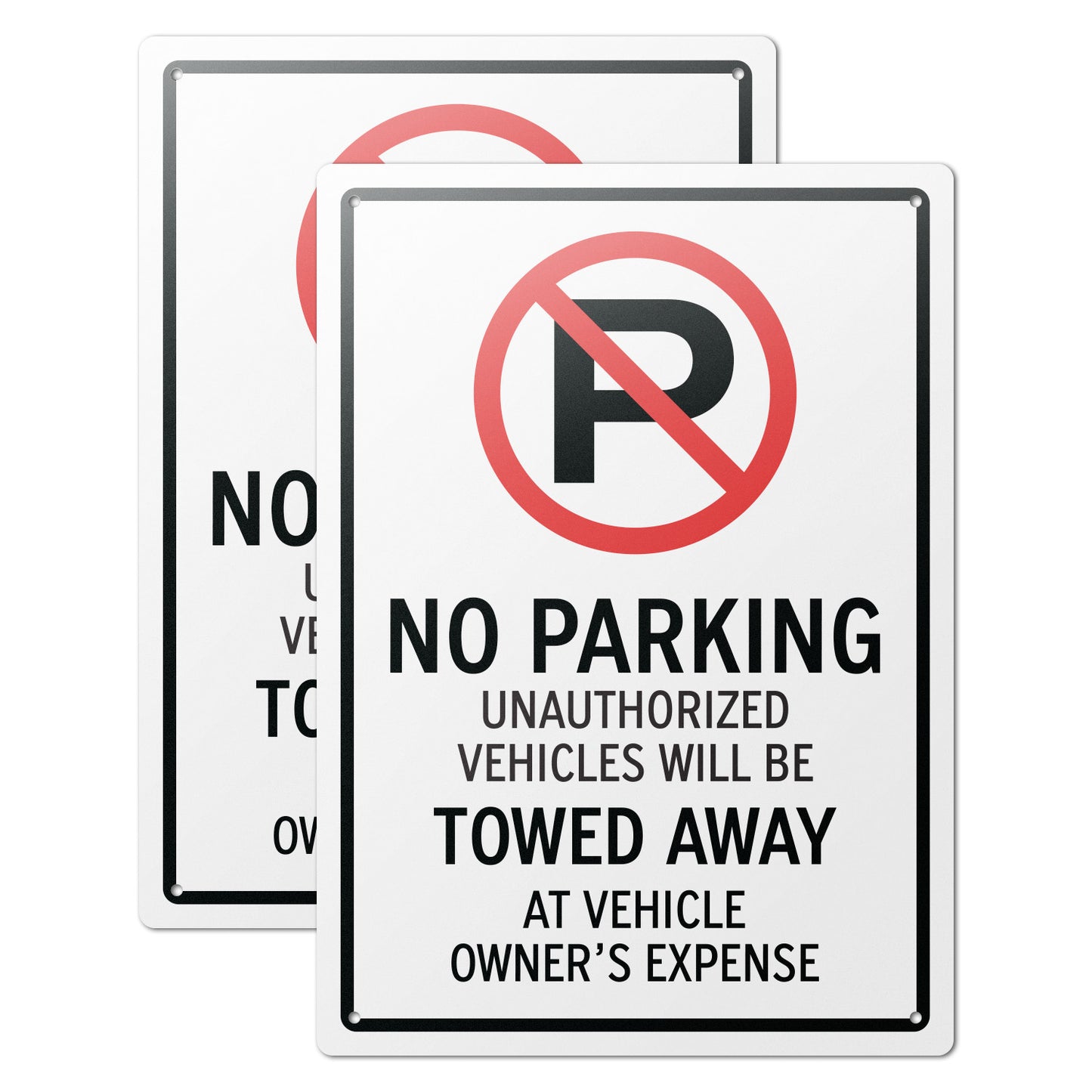 10 x 14in Aluminum Sign: No Parking Unauthorized Vehicles Towed (Corner Mount)