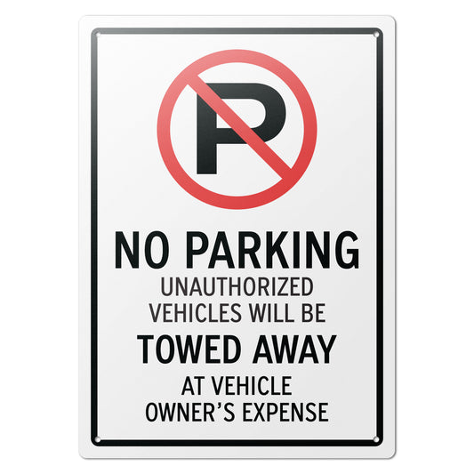 10 x 14in Aluminum Sign: No Parking Unauthorized Vehicles Towed (Corner Mount)