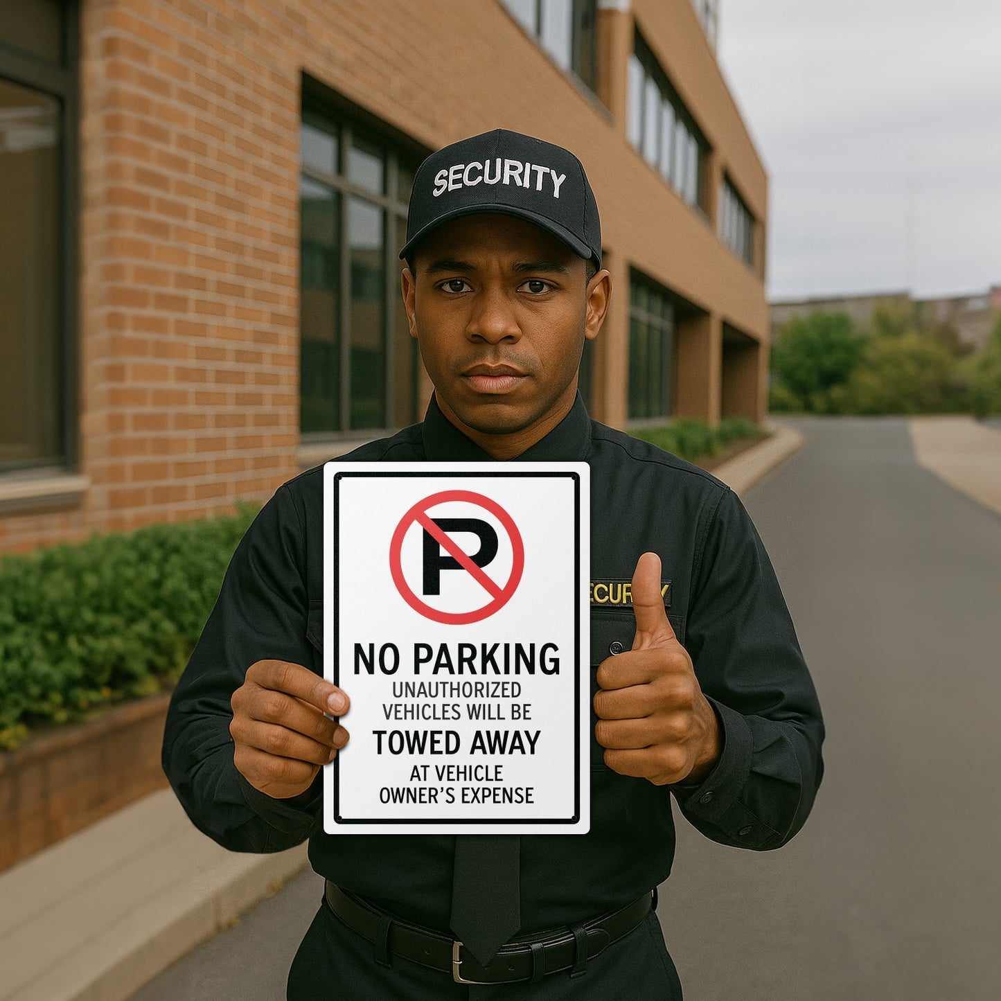 10 x 14in Aluminum Sign: No Parking Unauthorized Vehicles Towed (Corner Mount)