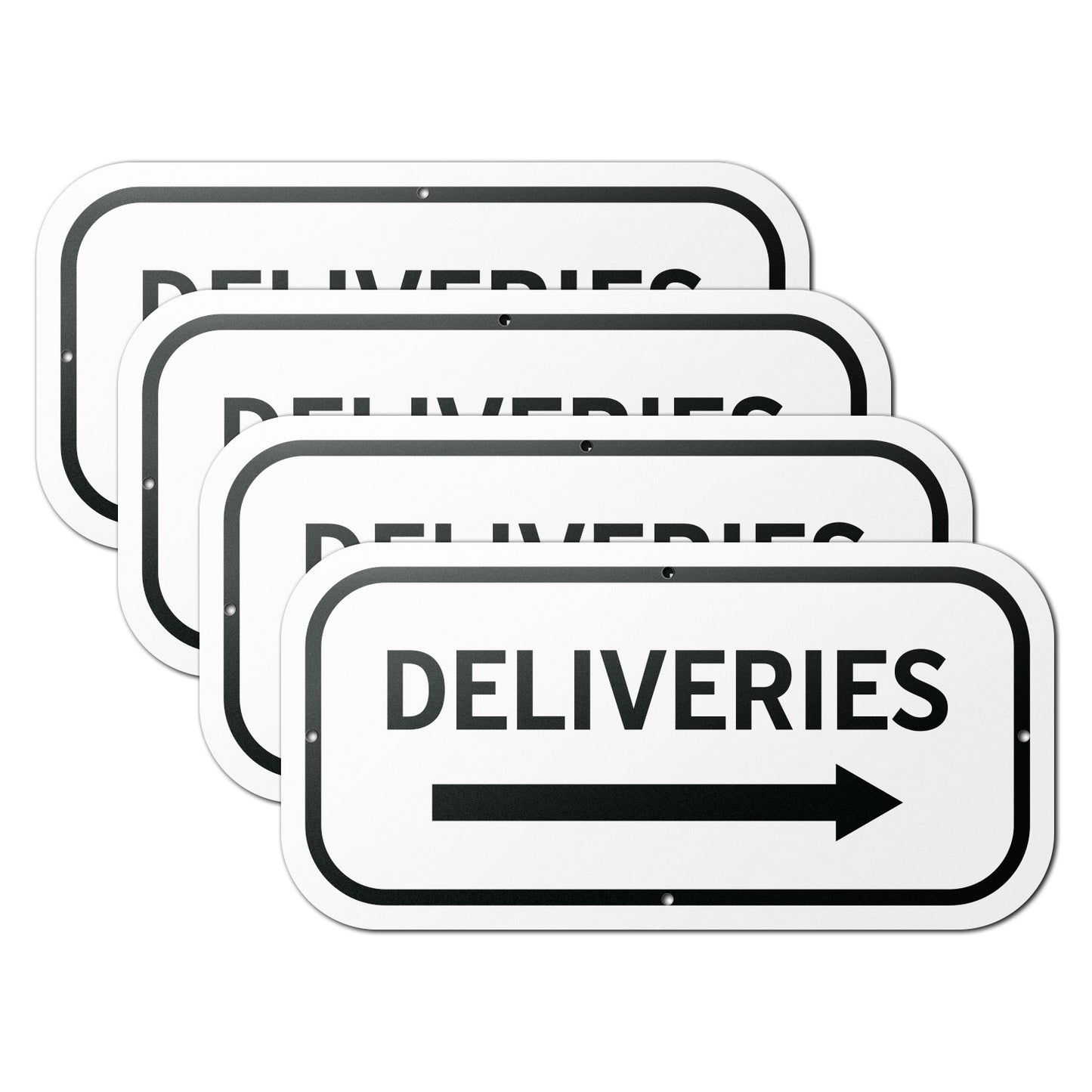 12 x 6in Aluminum Sign: Deliveries (Right Arrow)
