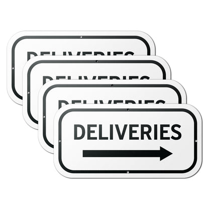12 x 6in Aluminum Sign: Deliveries (Right Arrow)