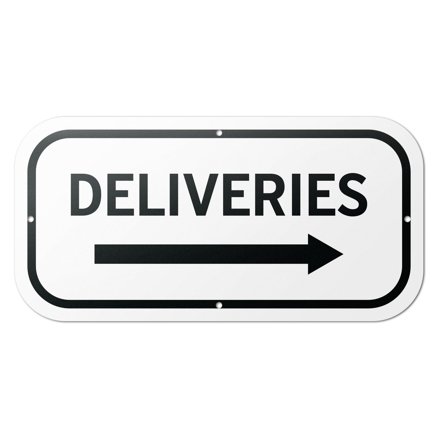 12 x 6in Aluminum Sign: Deliveries (Right Arrow)