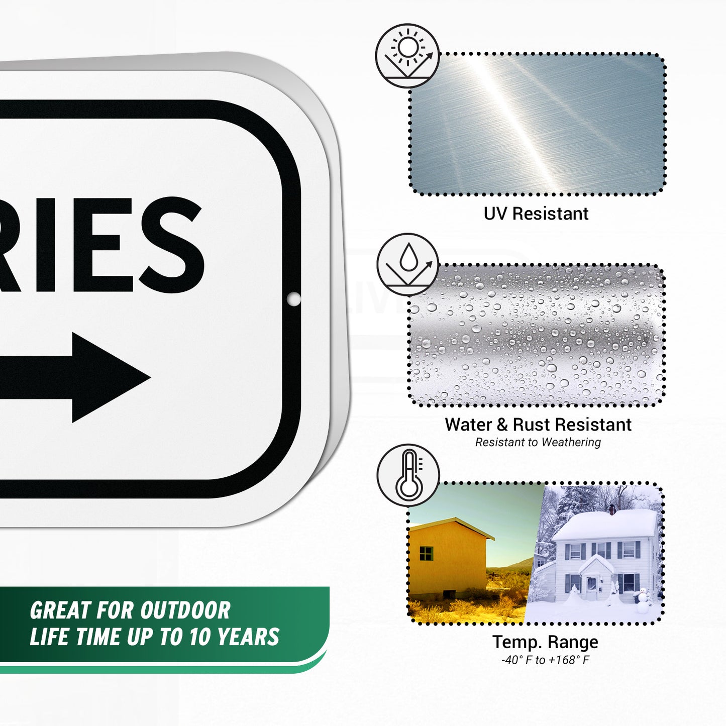 12 x 6in Aluminum Sign: Deliveries (Right Arrow)