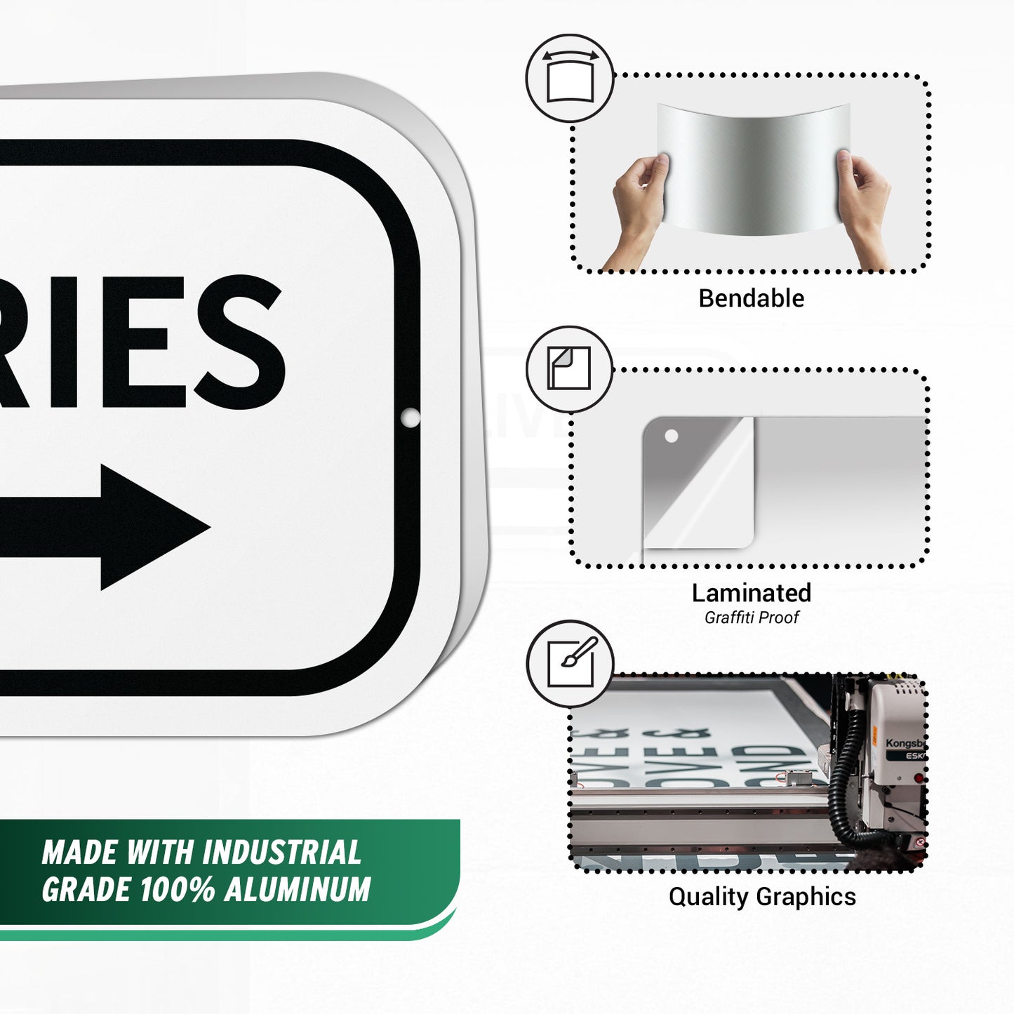 12 x 6in Aluminum Sign: Deliveries (Right Arrow)