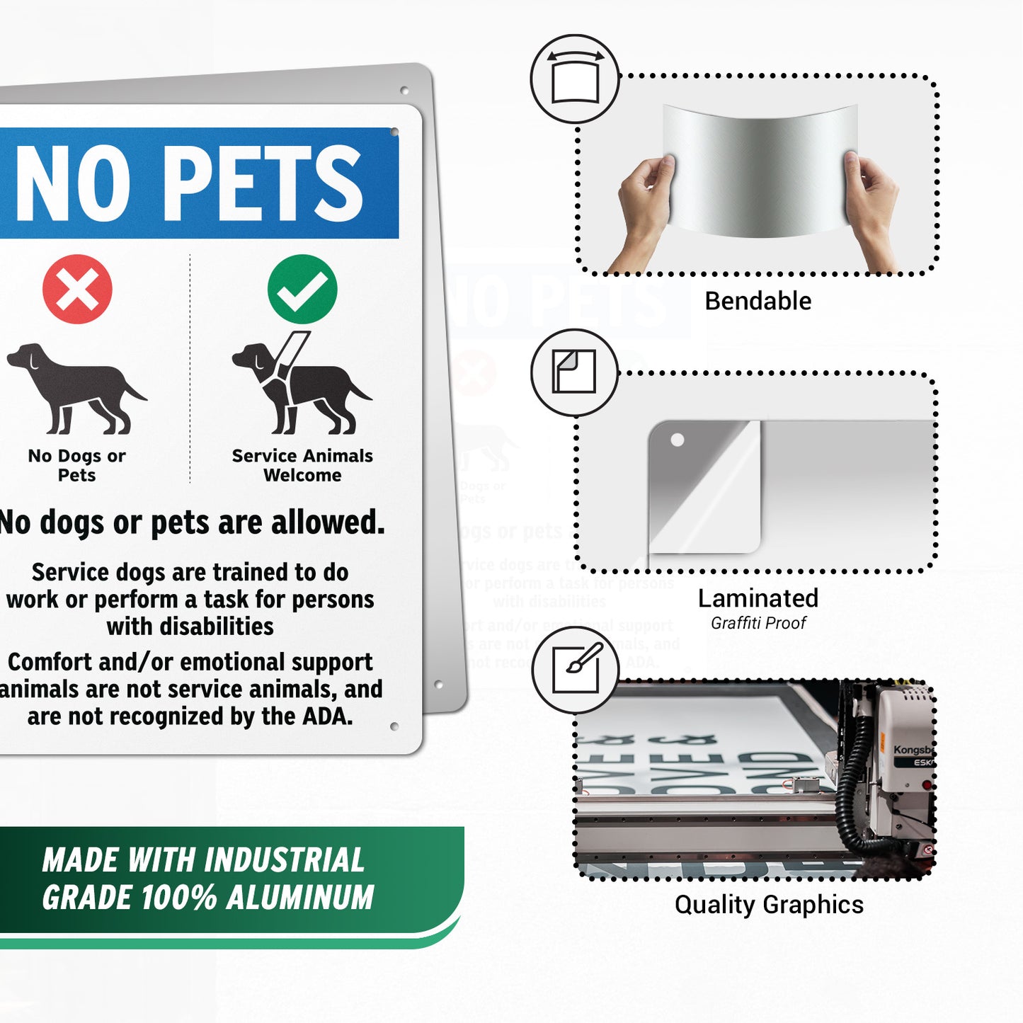 10 x 14in Aluminum Sign: No Pets Allowed