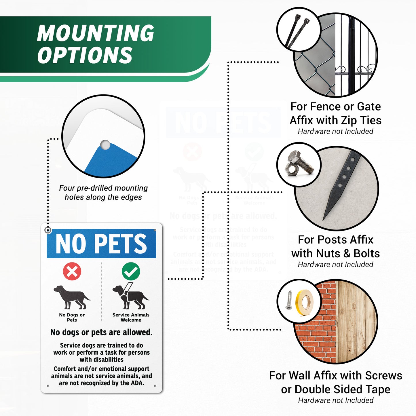 10 x 14in Aluminum Sign: No Pets Allowed