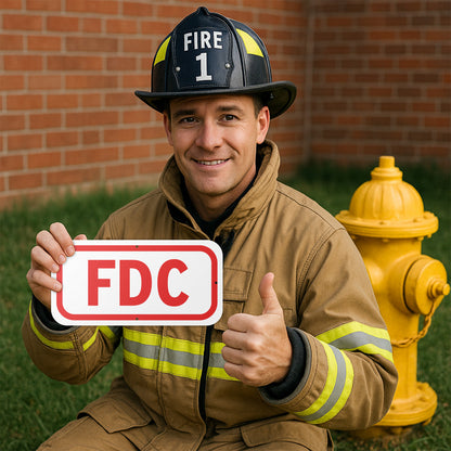 12 x 6in Fire Safety Sign: FDC Marker