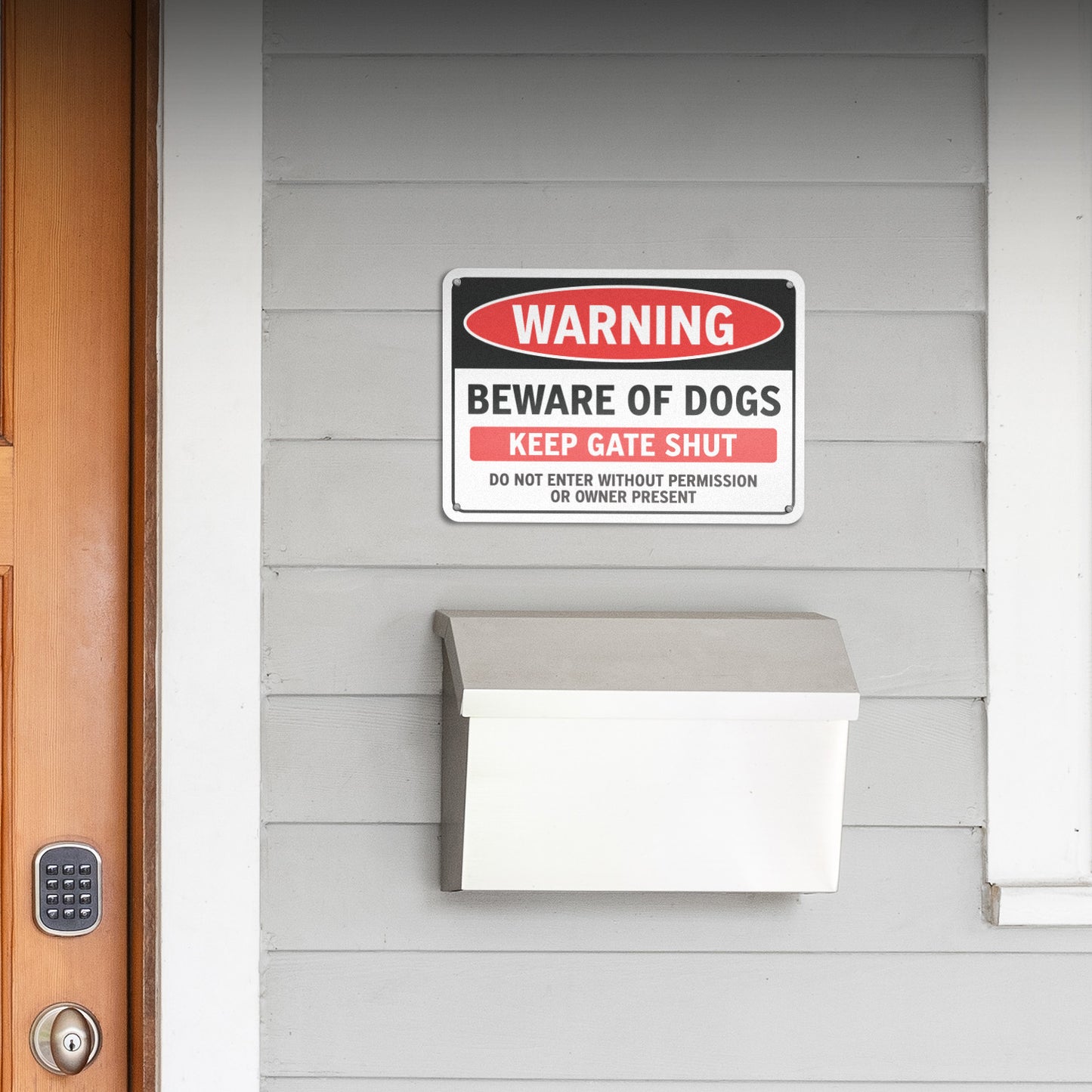 10 x 7in Warning Sign: Beware of Dogs, Keep Gate Shut