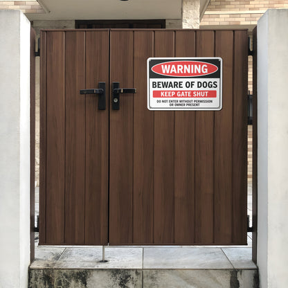 10 x 7in Warning Sign: Beware of Dogs, Keep Gate Shut